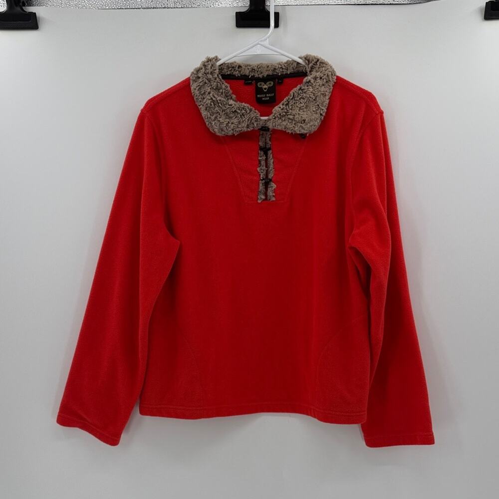 Wooly Bully Wear Long Sleeve Fleece Top - Red Orange - XL